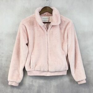 Amazon Essentials Faux Fur Jacket Kids XXL 14-16 Pink Soft Zip Up Kawaii Cozy